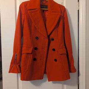 Orange Double-Breasted Women's Jacket